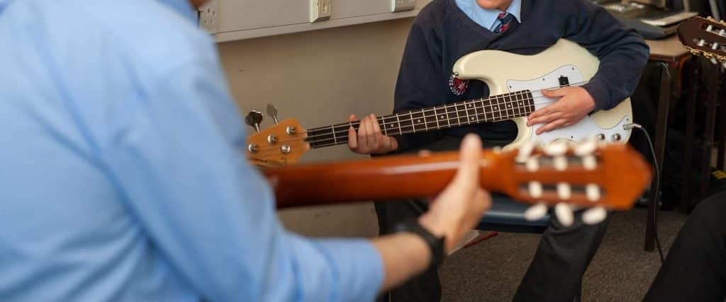 Closeup of a Bass guitar
