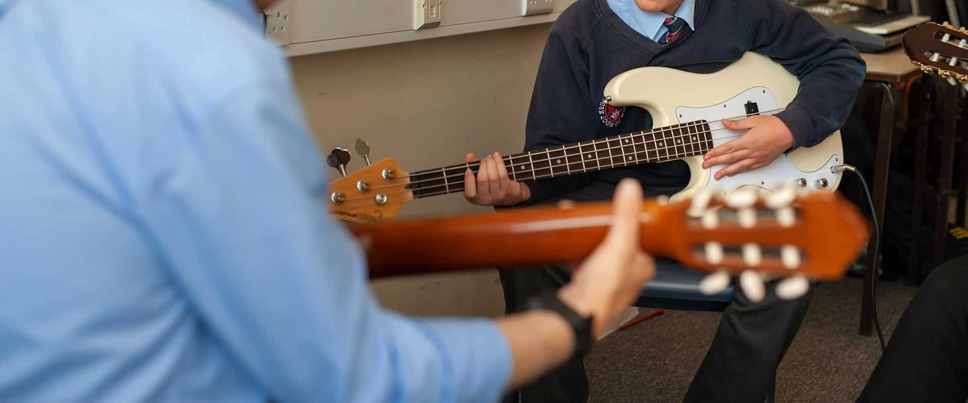 Closeup of a Bass guitar