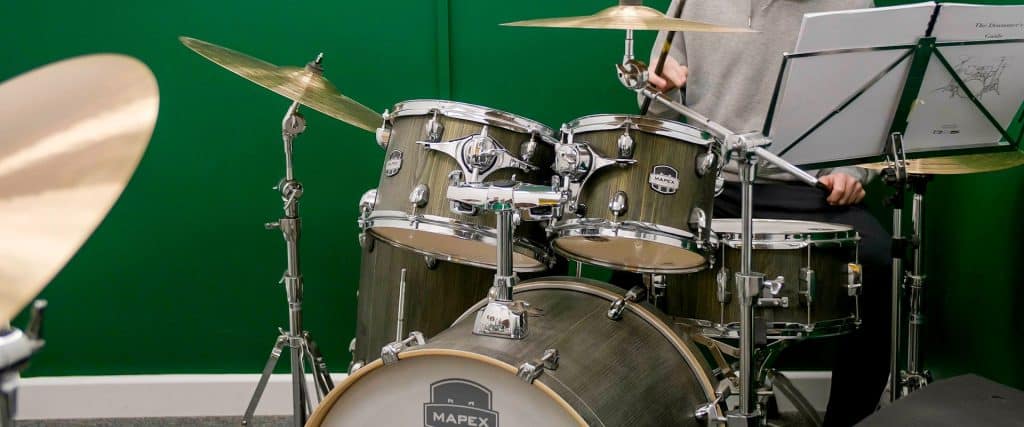 Closeup of a drum kit